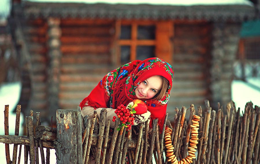 Sexy girl Women in Slavic costumes in Changshu